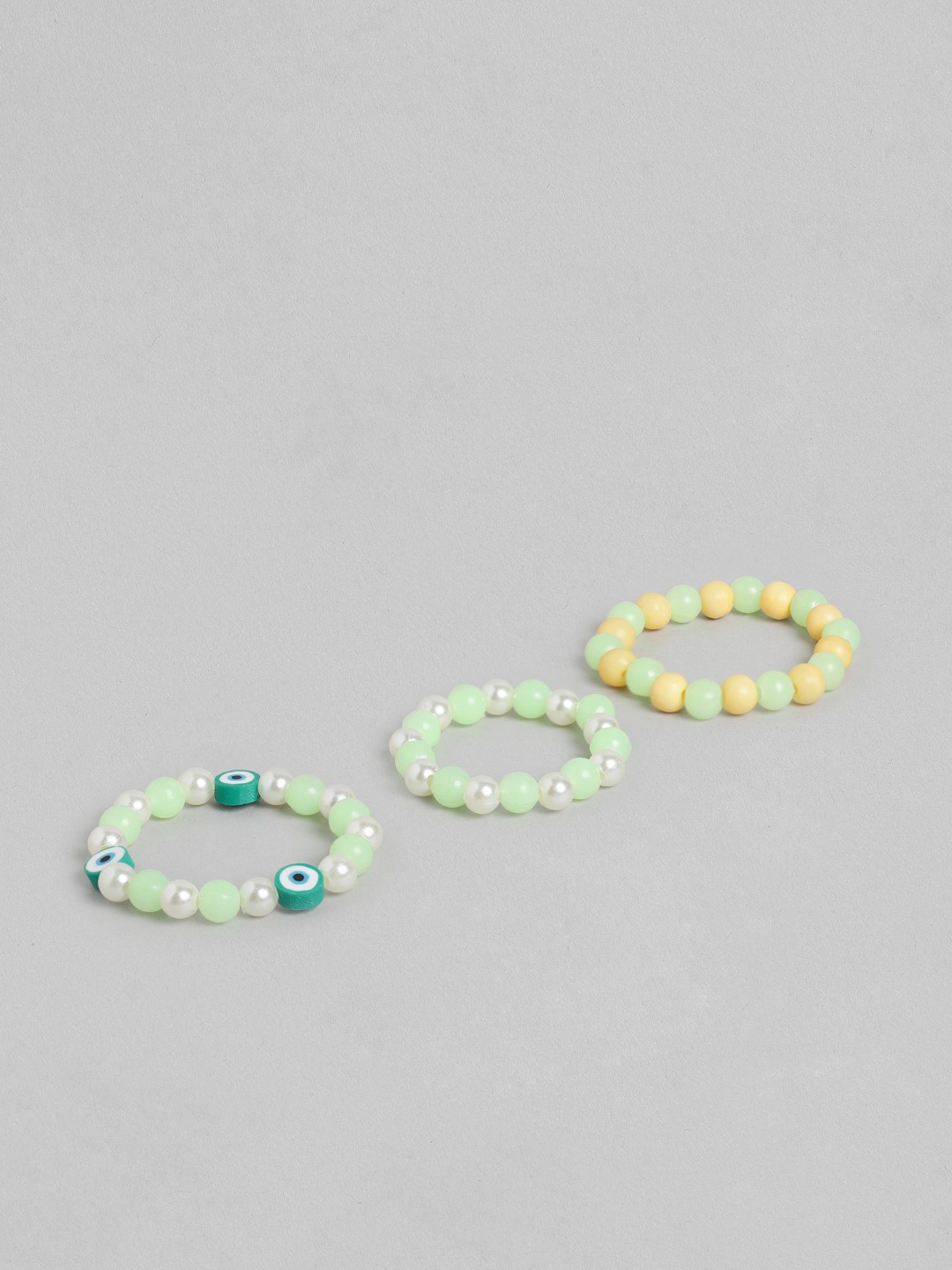 

Blueberry KIDS Girls 3 Green & White Handcrafted Multistrand Bracelet