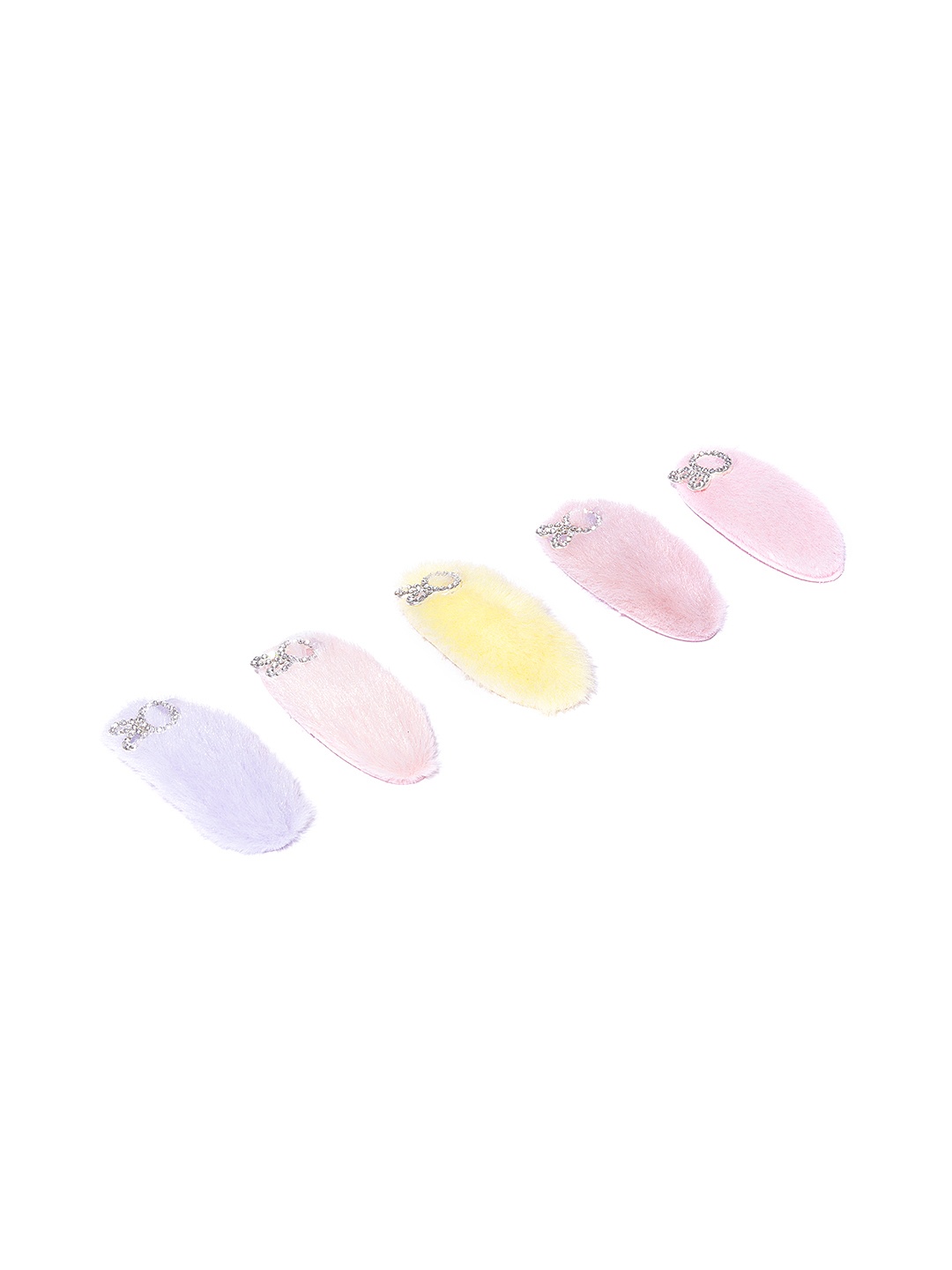 

Blueberry KIDS Girls Pink & Yellow Set of 5 Fur Tic Tac Hair Clip