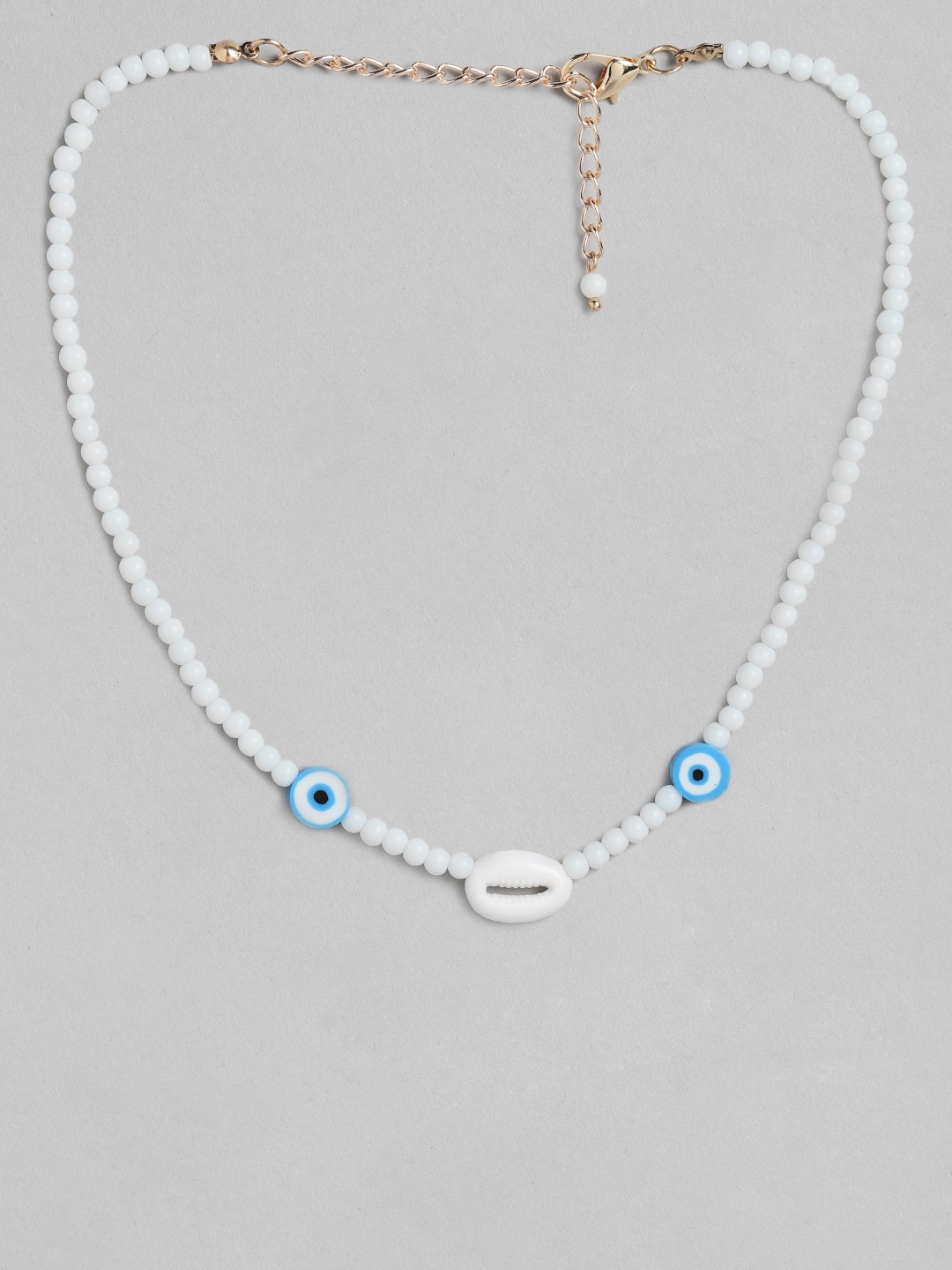 

Blueberry KIDS Girls White & Blue Gold-Plated Handcrafted Beaded Necklace