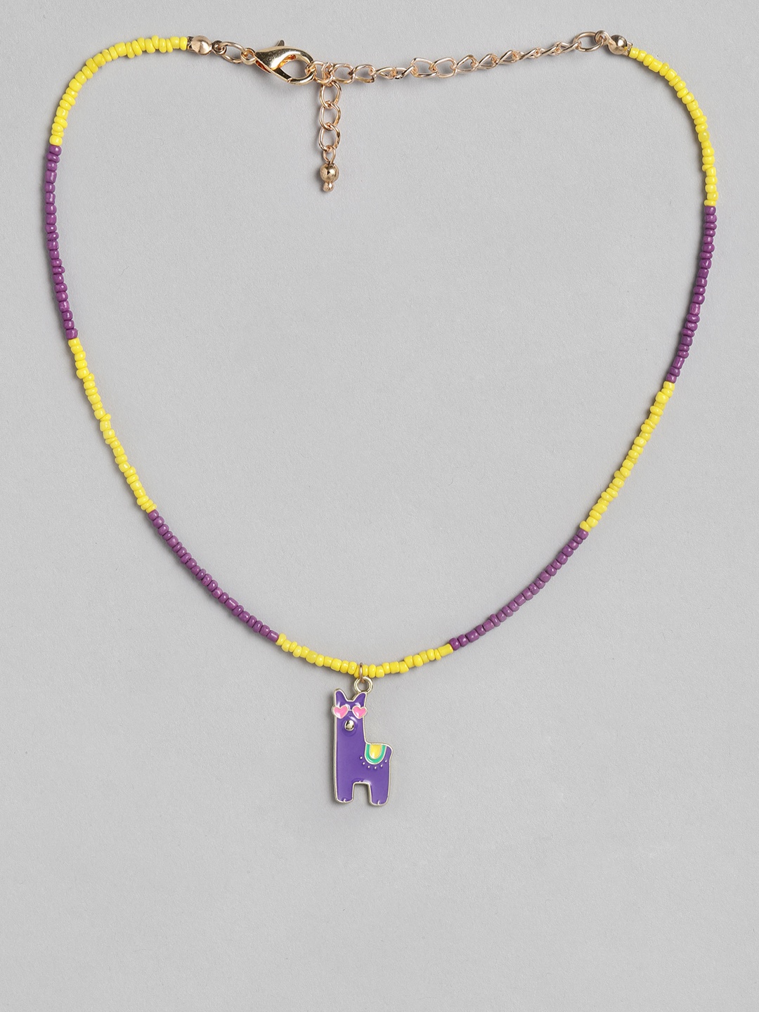 

Blueberry KIDS Girls Yellow & Purple Gold-Plated Handcrafted Beaded Necklace