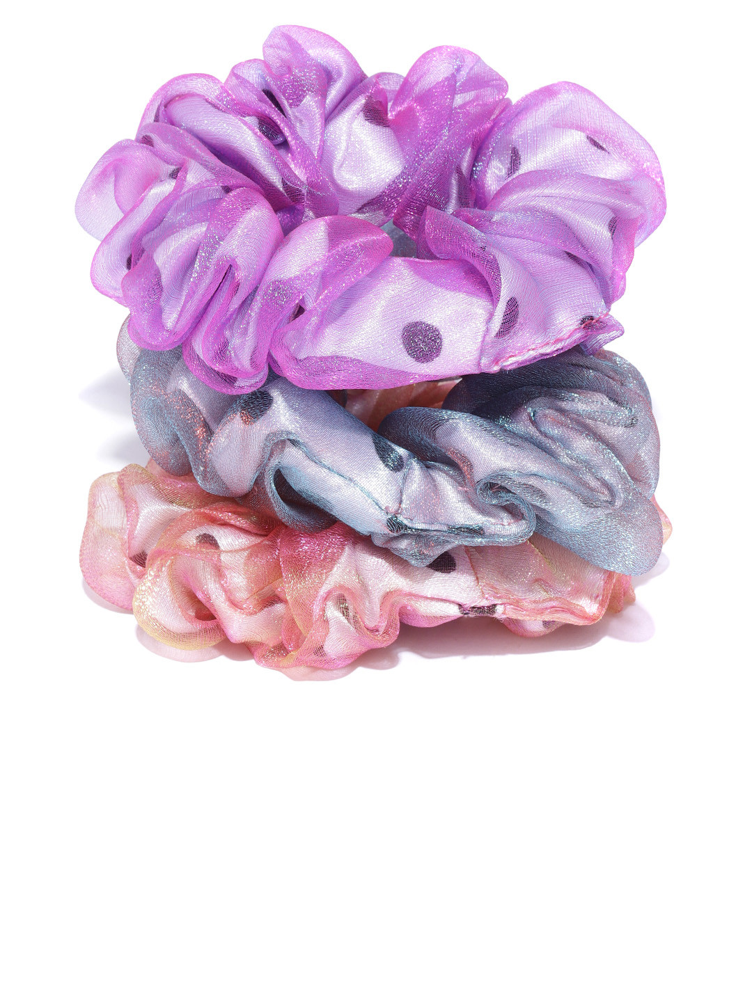 

Blueberry KIDS Girls Purple & Peach-Coloured Set of 3 Ponytail Holders