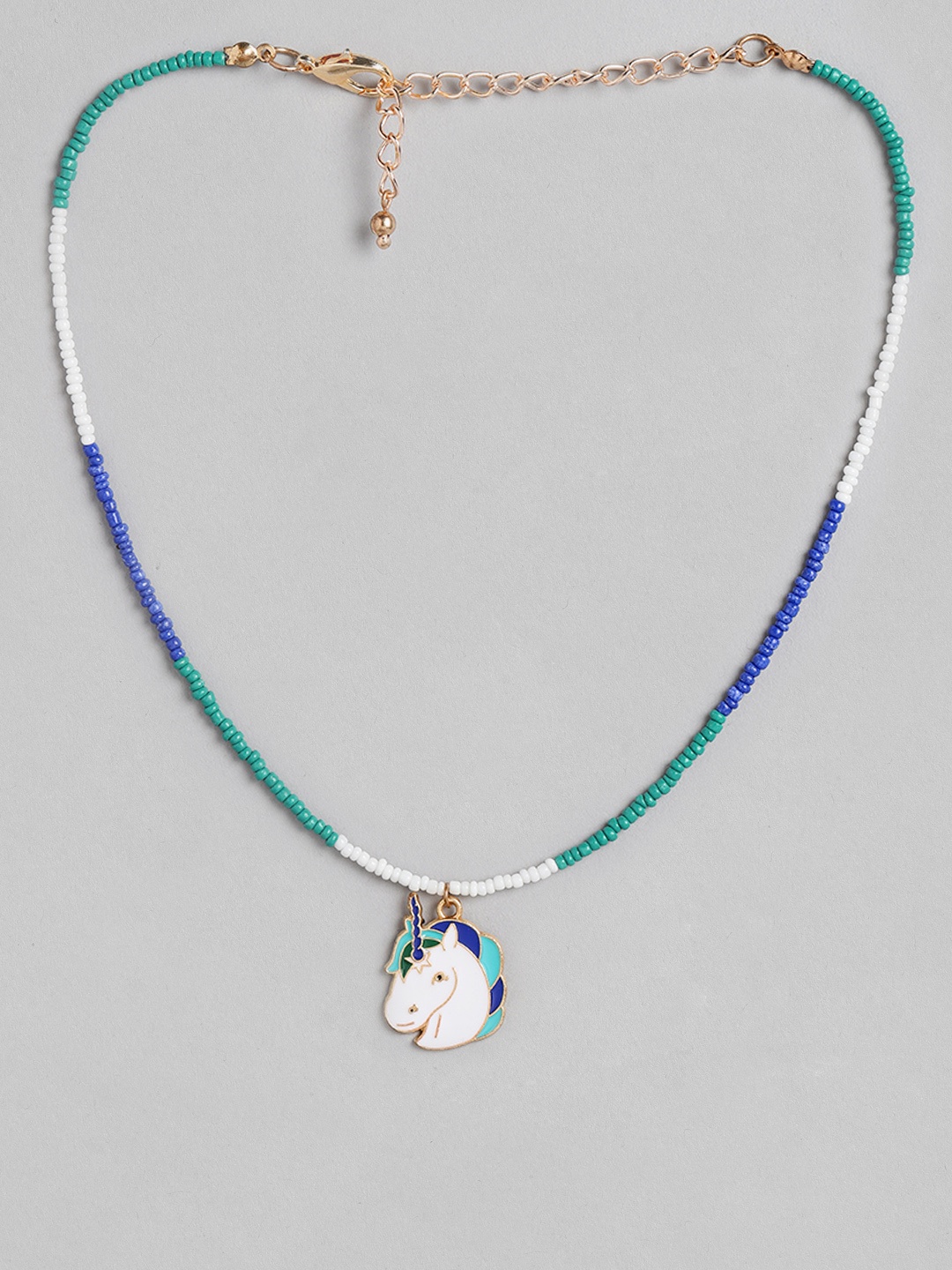 

Blueberry KIDS Girls White & Blue Gold-Plated Handcrafted Beaded Necklace