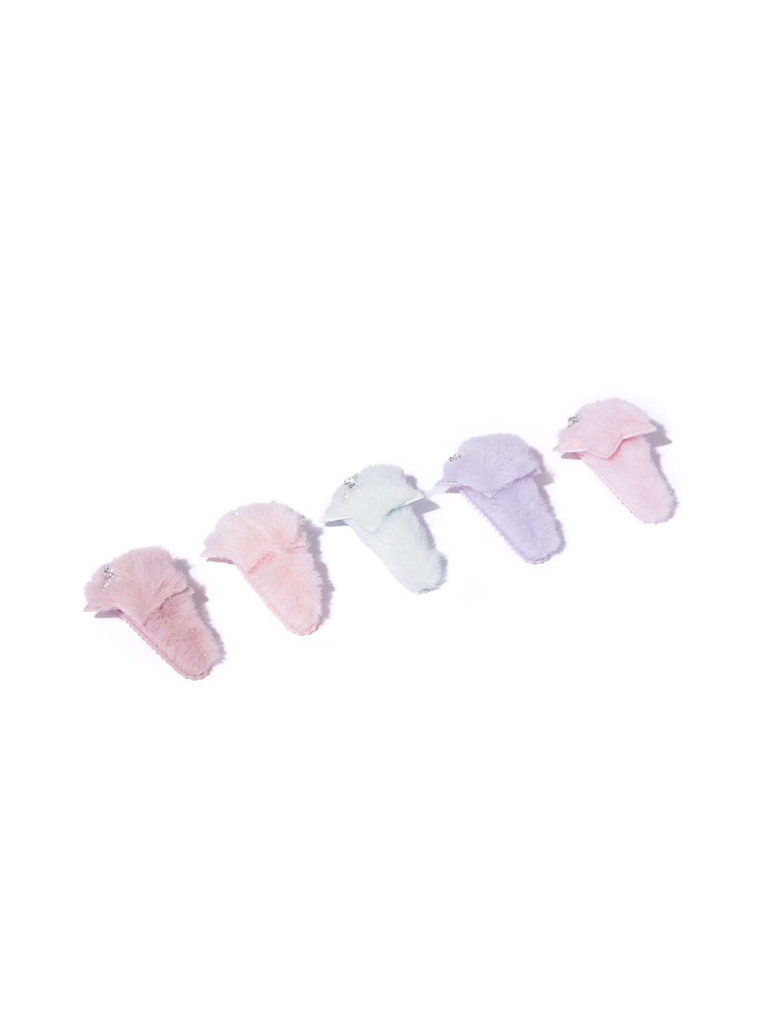 

Blueberry KIDS Girls Set of 5 Fur Tic Tac Hair Clip, Pink