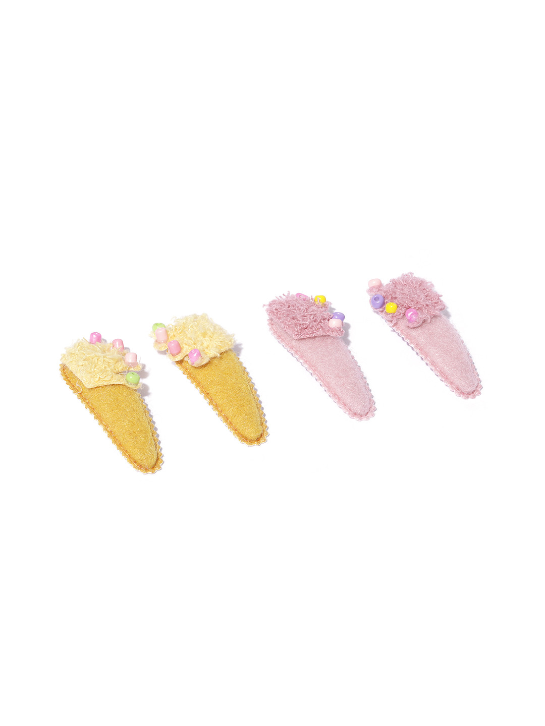 

Blueberry KIDS Girls Yellow & Pink Set of 4 Embellished Tic Tac Hair Clip