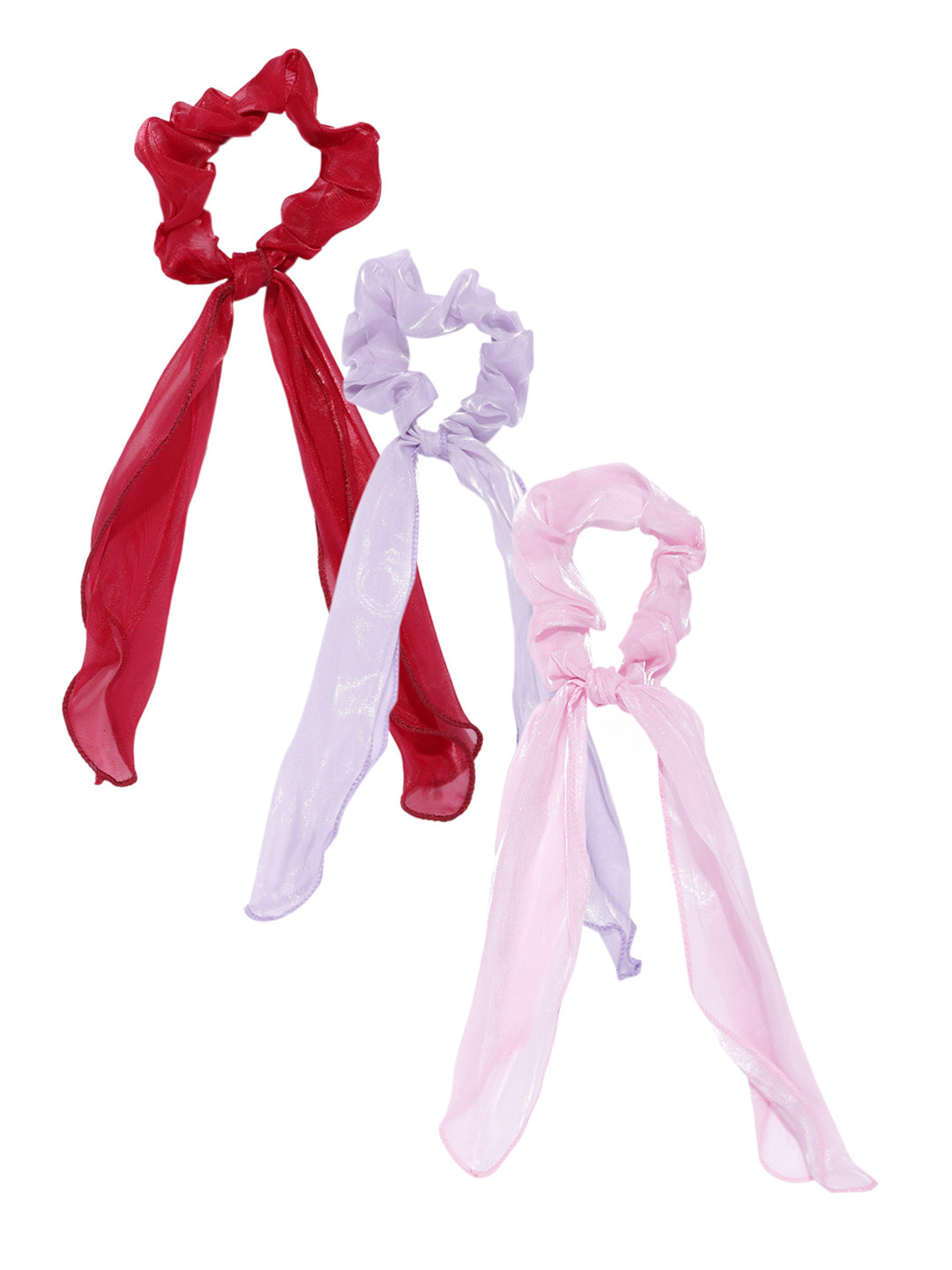 

Blueberry KIDS Girls Maroon & Pink Set of 3 Ponytail Holders