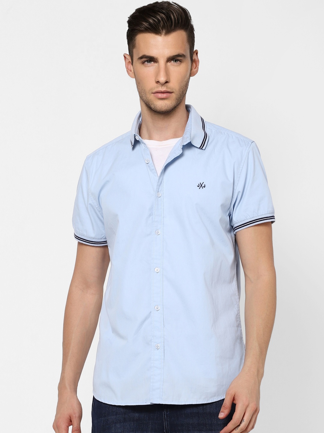 

Jack & Jones Men Blue Slim Fit Opaque Casual Shirt