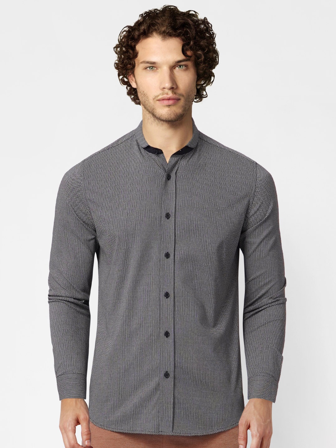 

Jack & Jones Men Black Slim Fit Opaque Casual Shirt