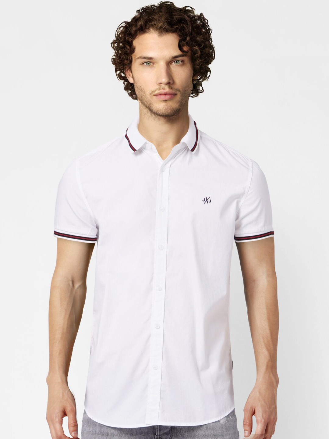 

Jack & Jones Men White Slim Fit Opaque Casual Shirt