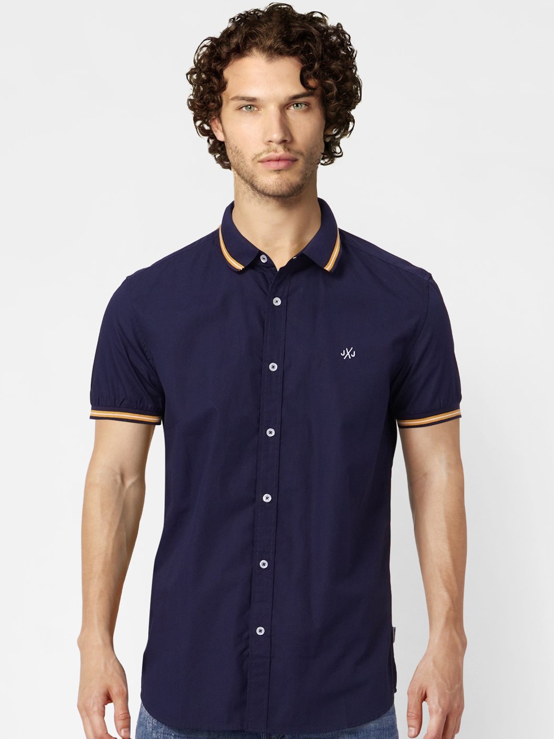 

Jack & Jones Men Navy Blue Slim Fit Opaque Casual Shirt
