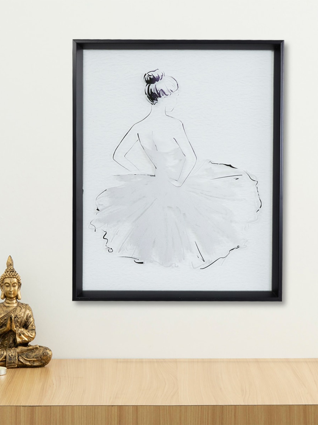

Home Centre White Glass & Black Ballerina Wall Art