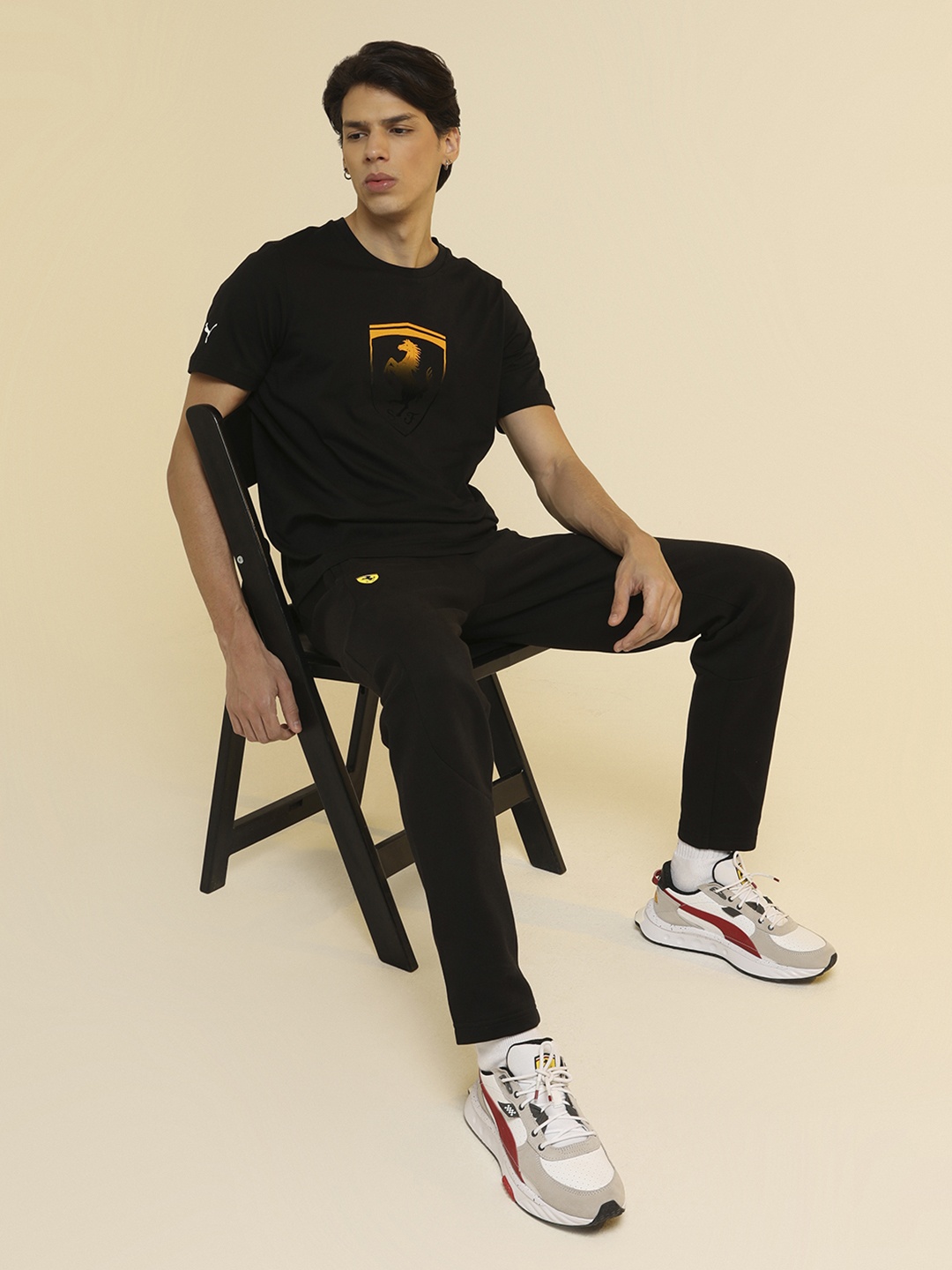 

PUMA Motorsport Men Black & Yellow Brand Logo Printed MSP T-shirt