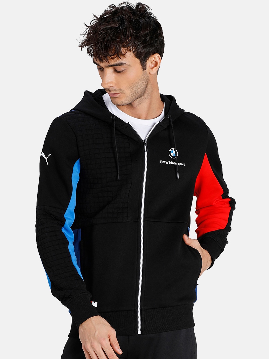 

PUMA Motorsport Men Colourblocked Cotton Regular Fit BMW MMS Track Motorsport Jacket, Blue
