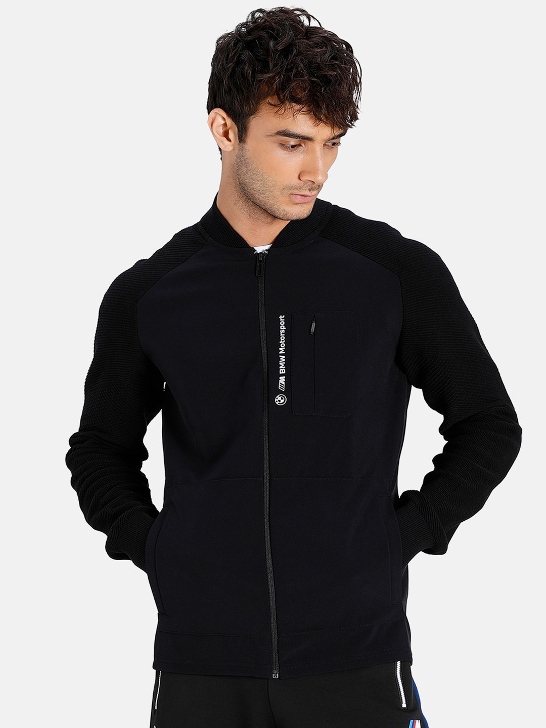

PUMA Motorsport Men Black Slim Fit Bomber Jacket