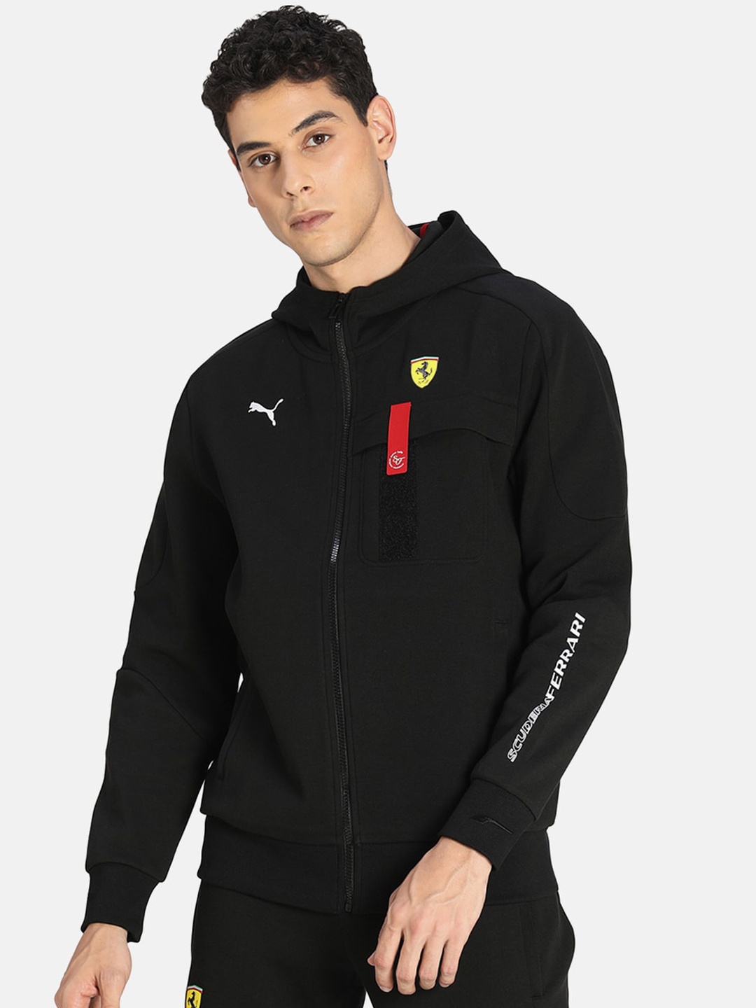 PUMA Motorsport Men Slim Fit Track Jacket with Patchwork, Black