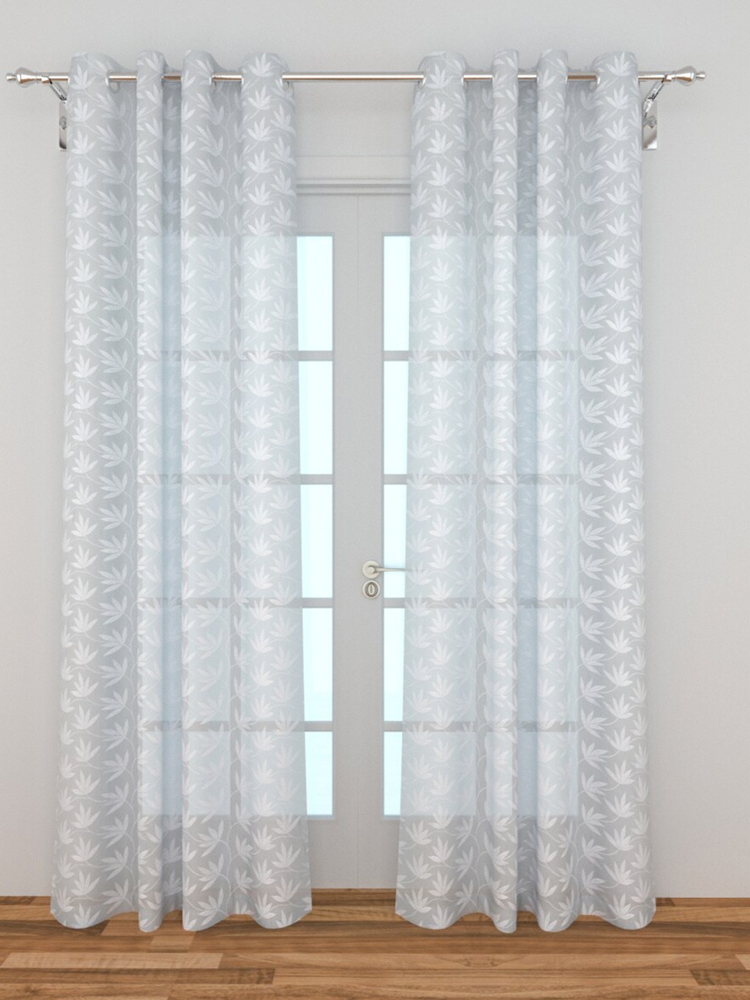 

Home Centre White Set of 2 Floral Long Door Curtains