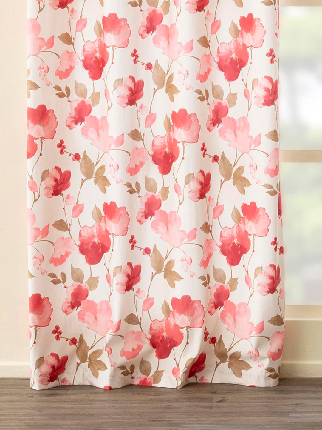 

Home Centre White & Pink Floral Black Out Door Curtain
