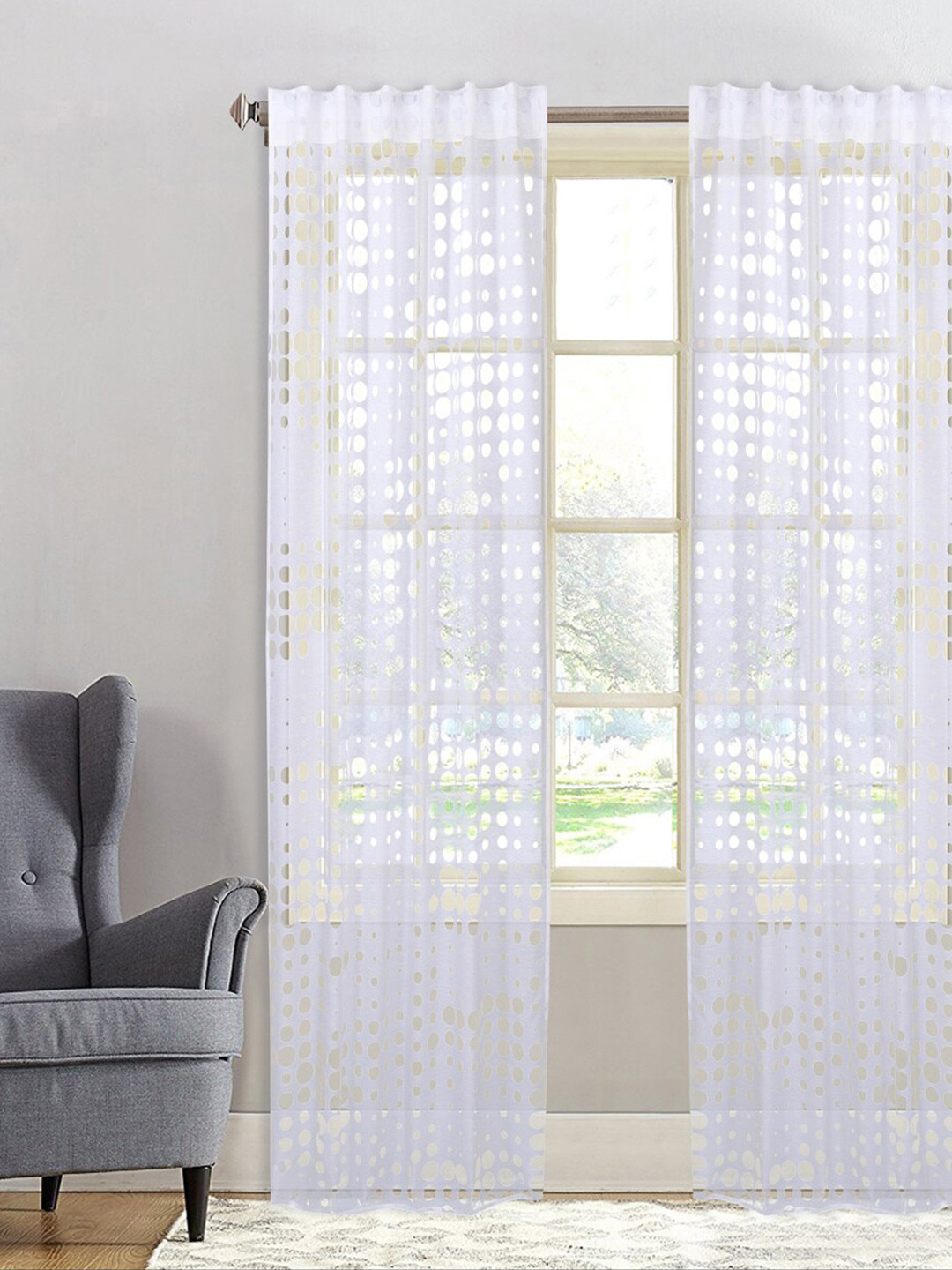 

Home Centre White Set of 2 Geometric Long Door Curtains
