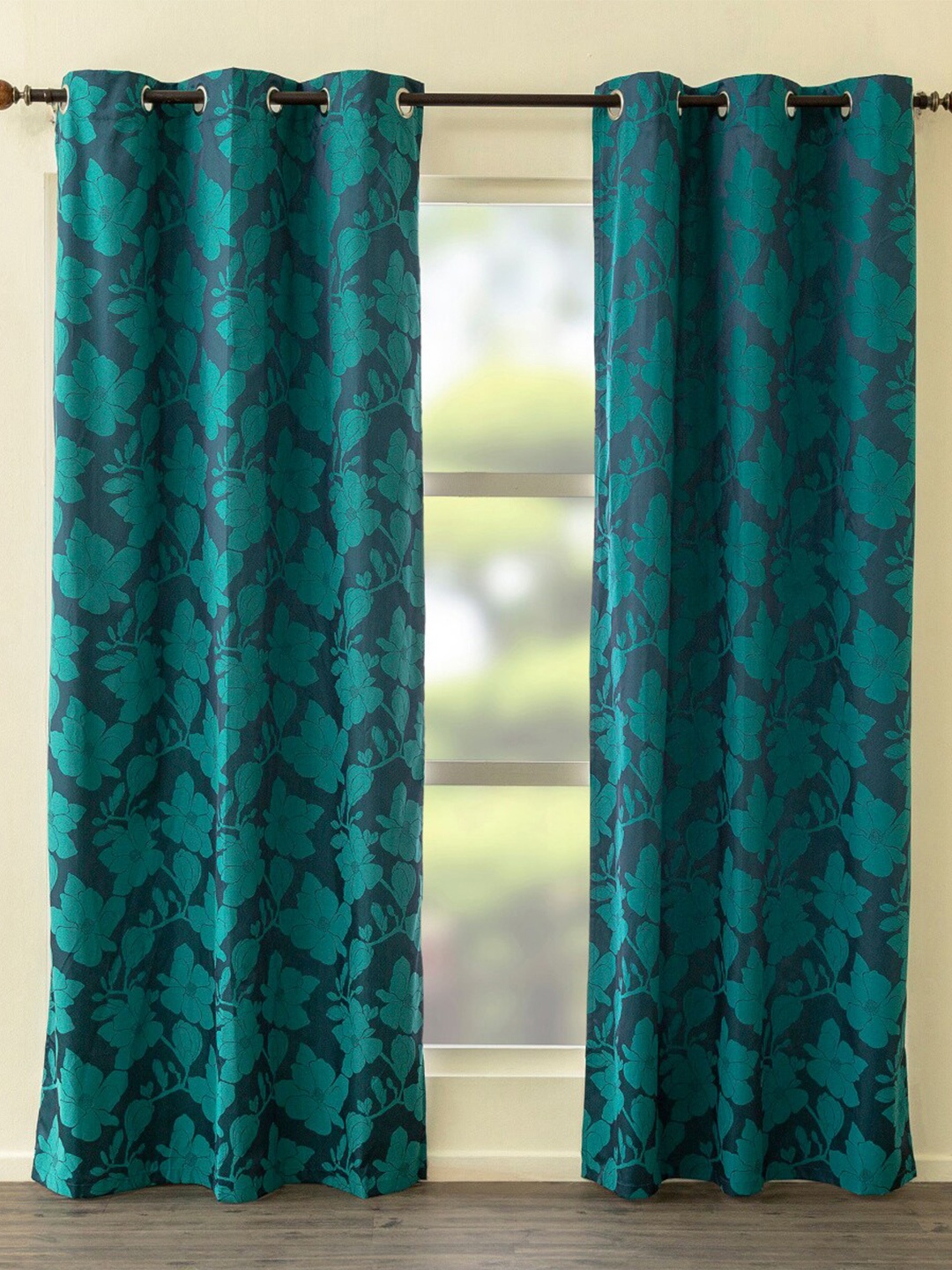 

Home Centre Blue & Teal Set of 2 Floral Long Door Curtains