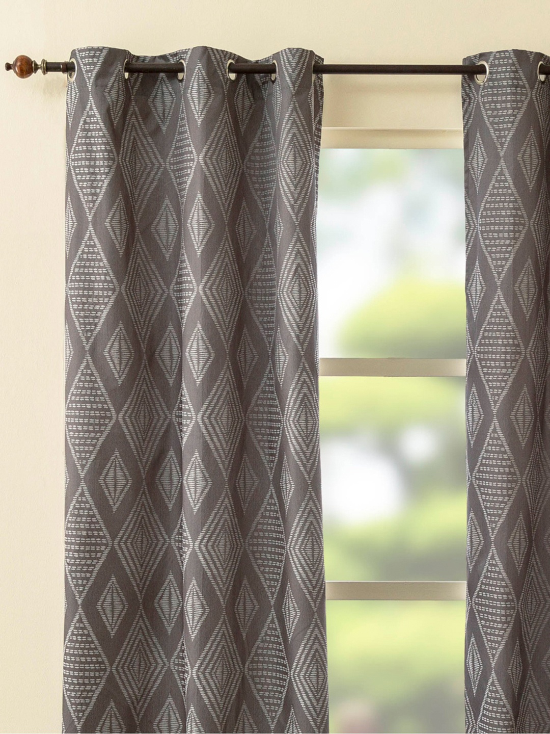 

Home Centre Grey Set of 2 Geometric Window Curtains