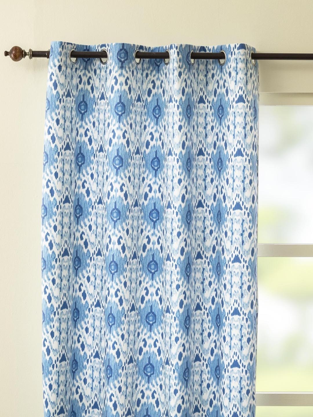 

Home Centre Blue & White Room Darkening Window Curtain