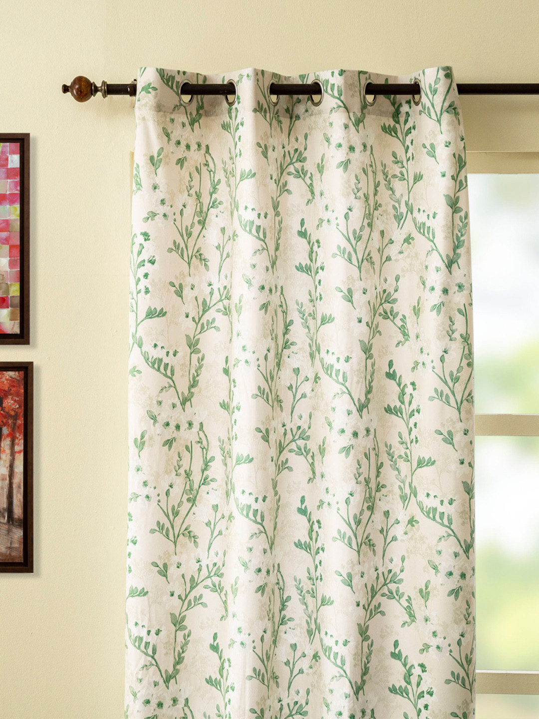 

Home Centre Off White & Green Floral Door Curtain