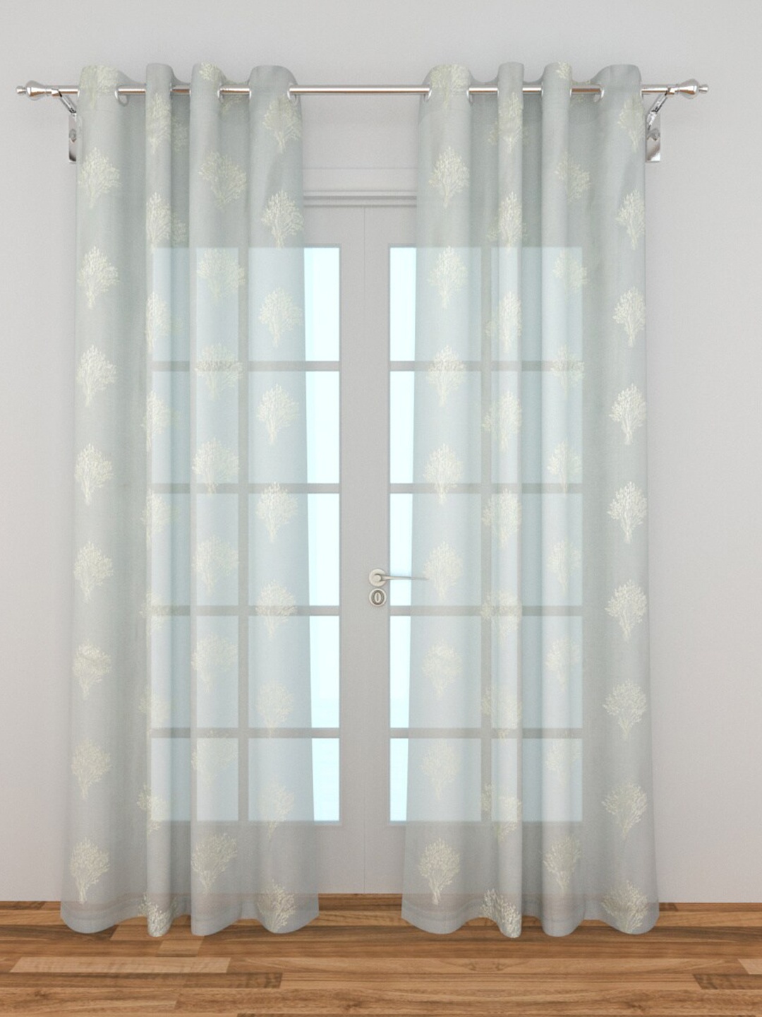 

Home Centre Blue & White Set of 2 Floral Long Door Curtains