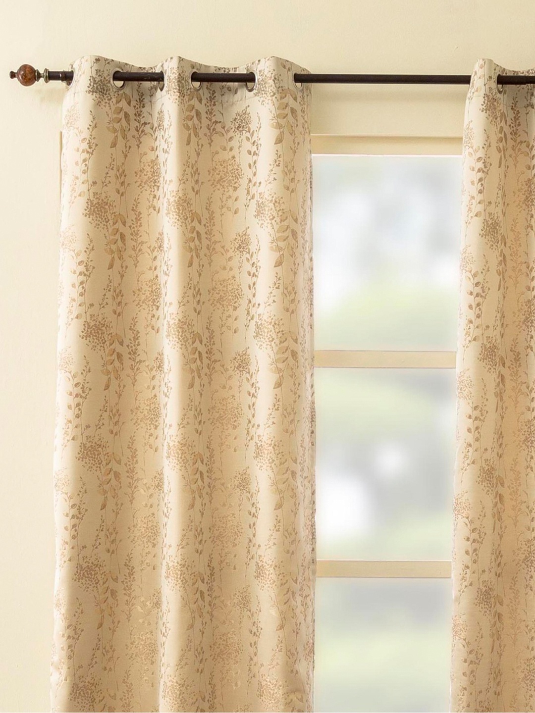 

Home Centre Beige & Brown Set of 2 Floral Window Curtain