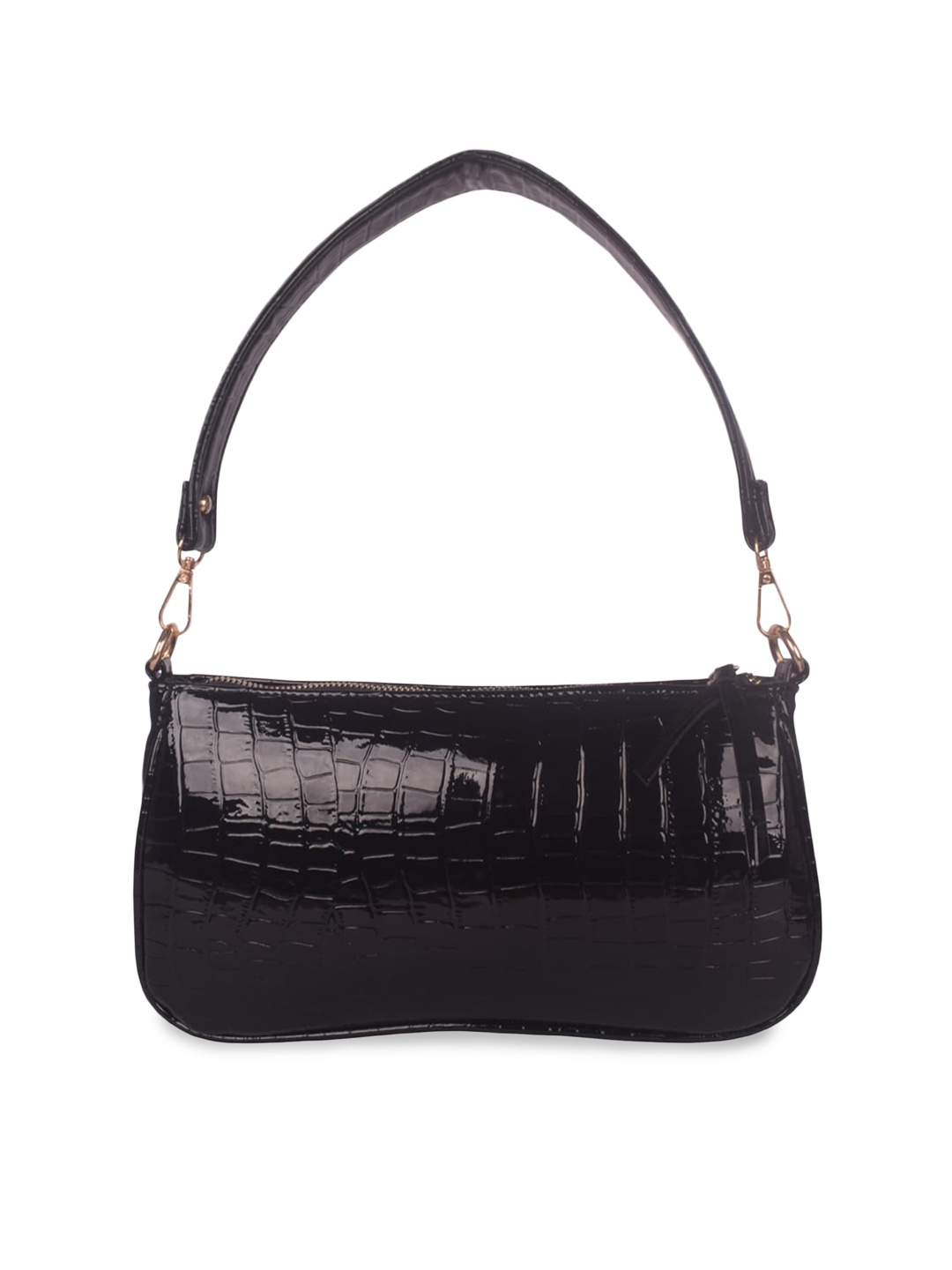 

Bagkok Black Textured PU Structured Handheld Bag