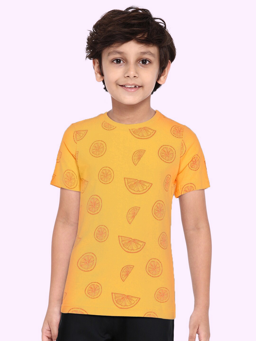 

HERE&NOW Boys Yellow Printed Pure Cotton T-shirt
