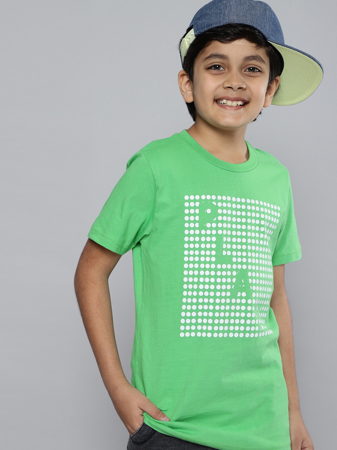 

HERE&NOW Boys Green Pure Cotton Printed T-shirt