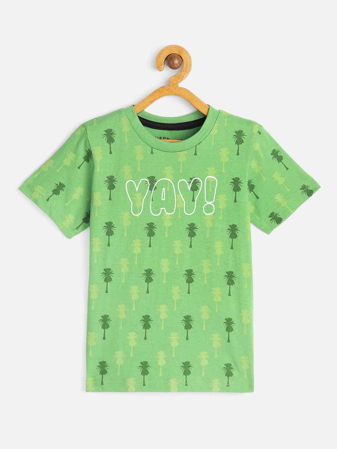 

HERE&NOW Boys Green Printed Pure Cotton T-shirt