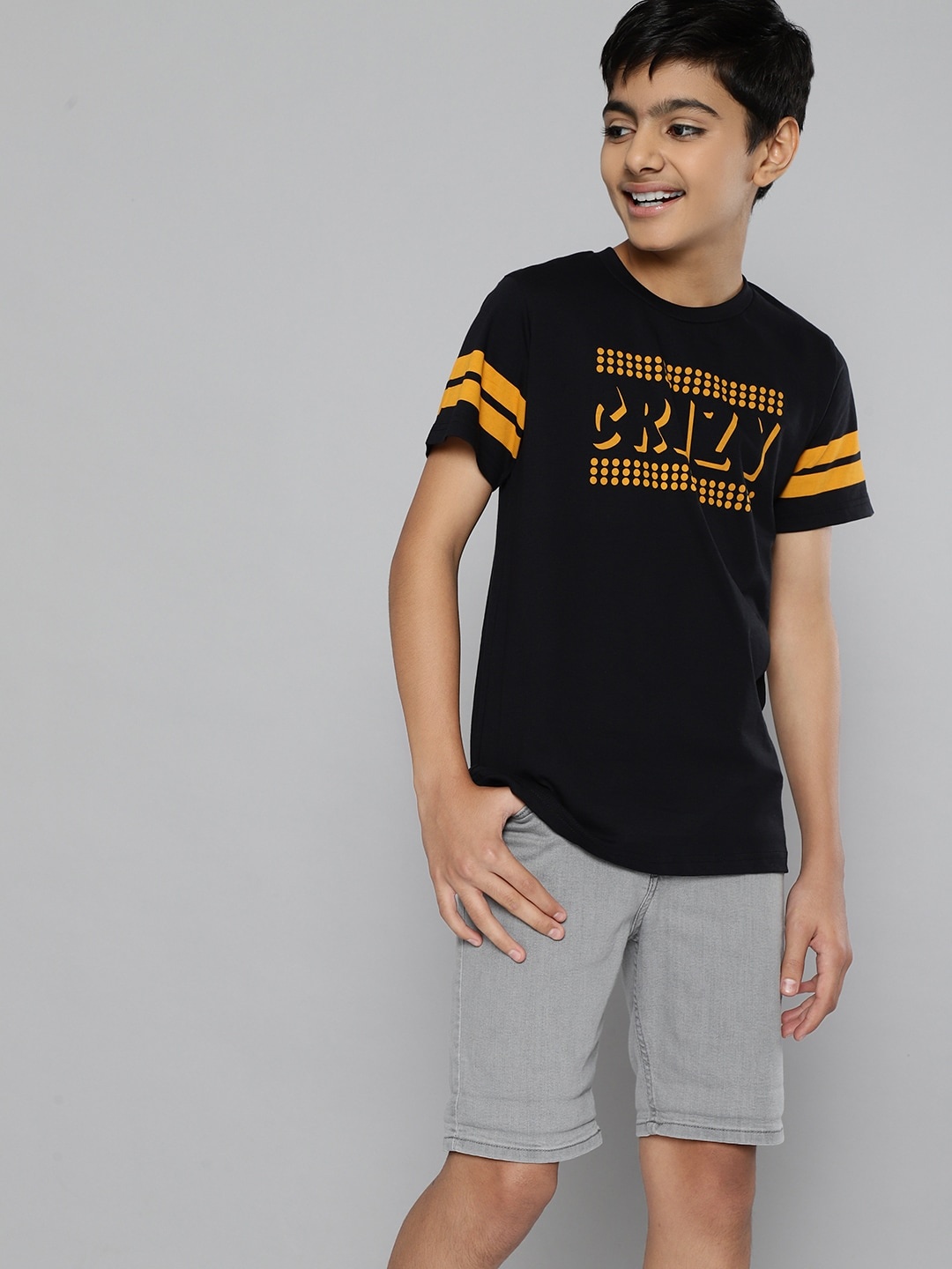 

HERE&NOW Boys Black Printed Pure Cotton T-shirt