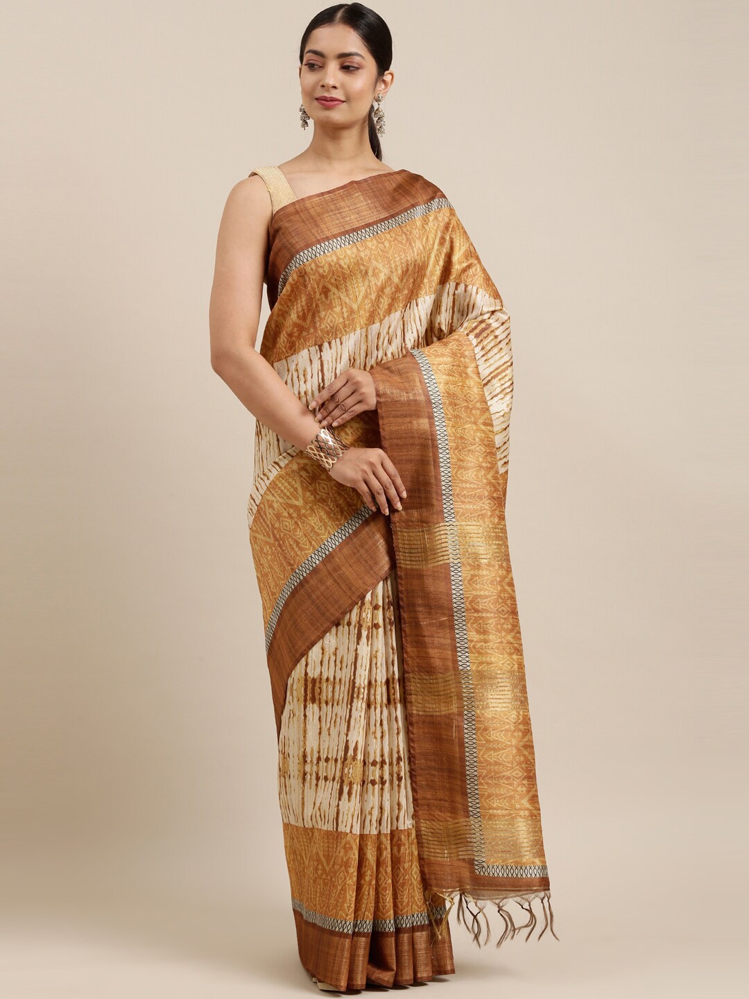 

The Chennai Silks Beige & Brown Saree