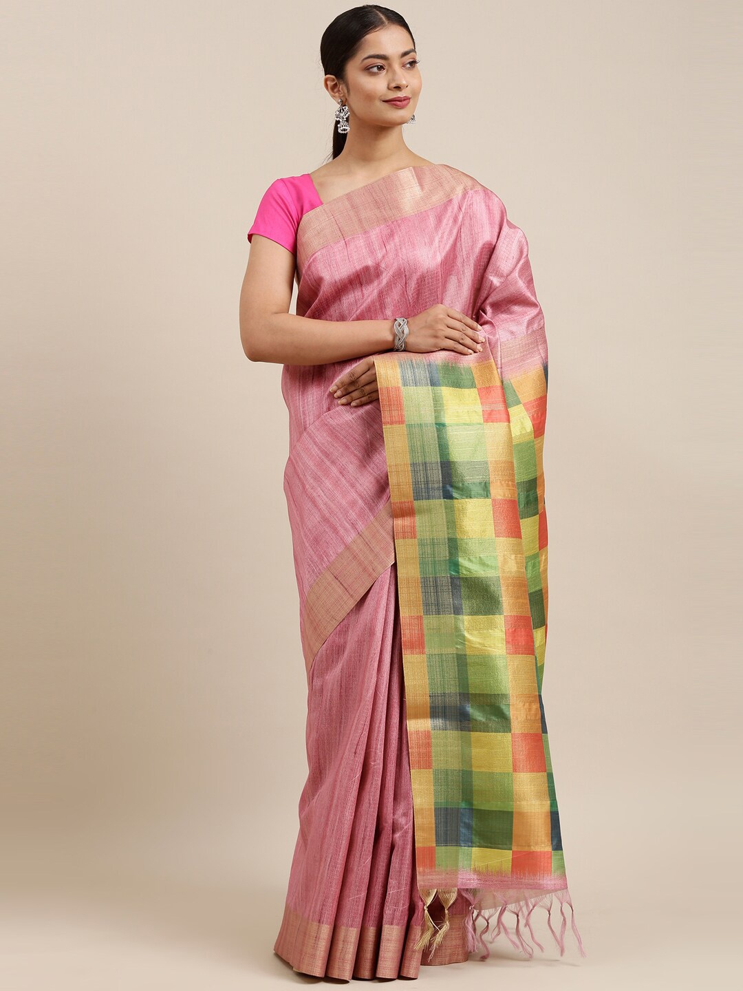 

The Chennai Silks Pink & Green Fusion Saree