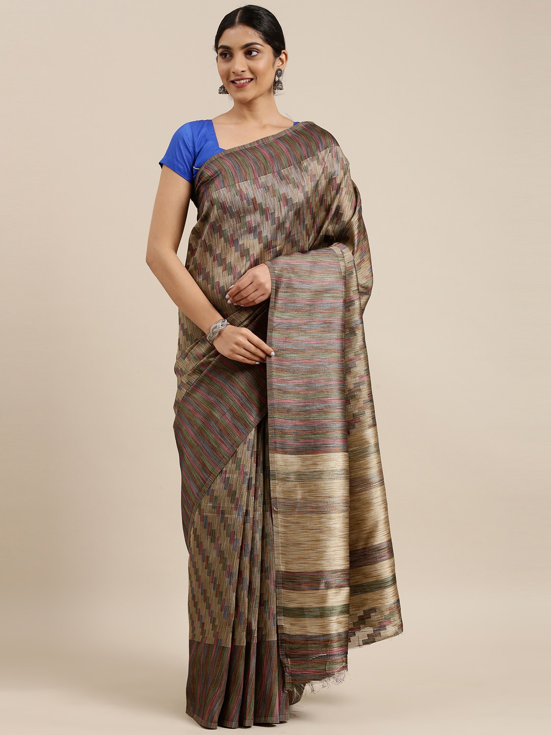 

The Chennai Silks Brown & Red Fusion Saree