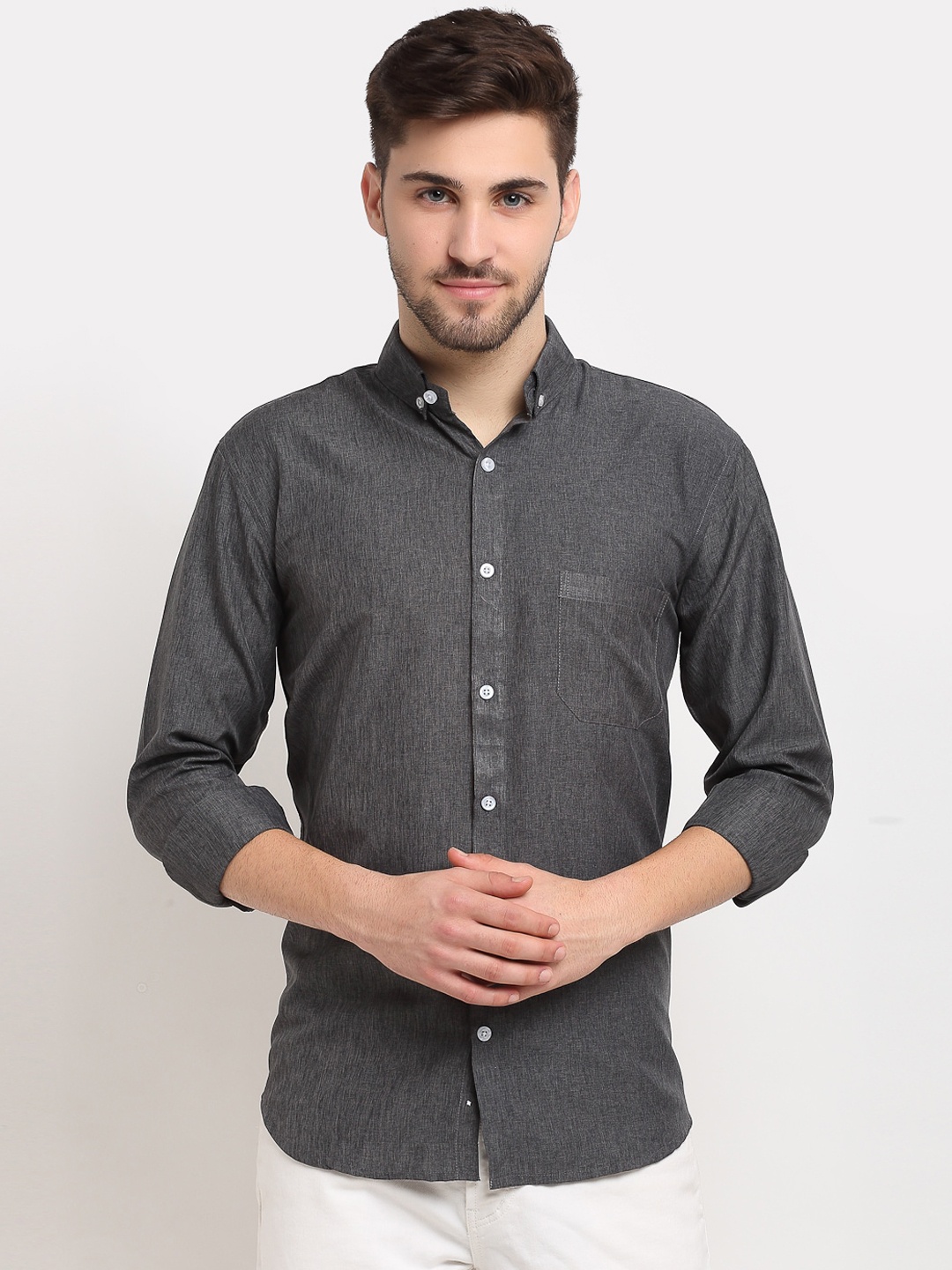 

JAINISH Men Charcoal Opaque Casual Shirt