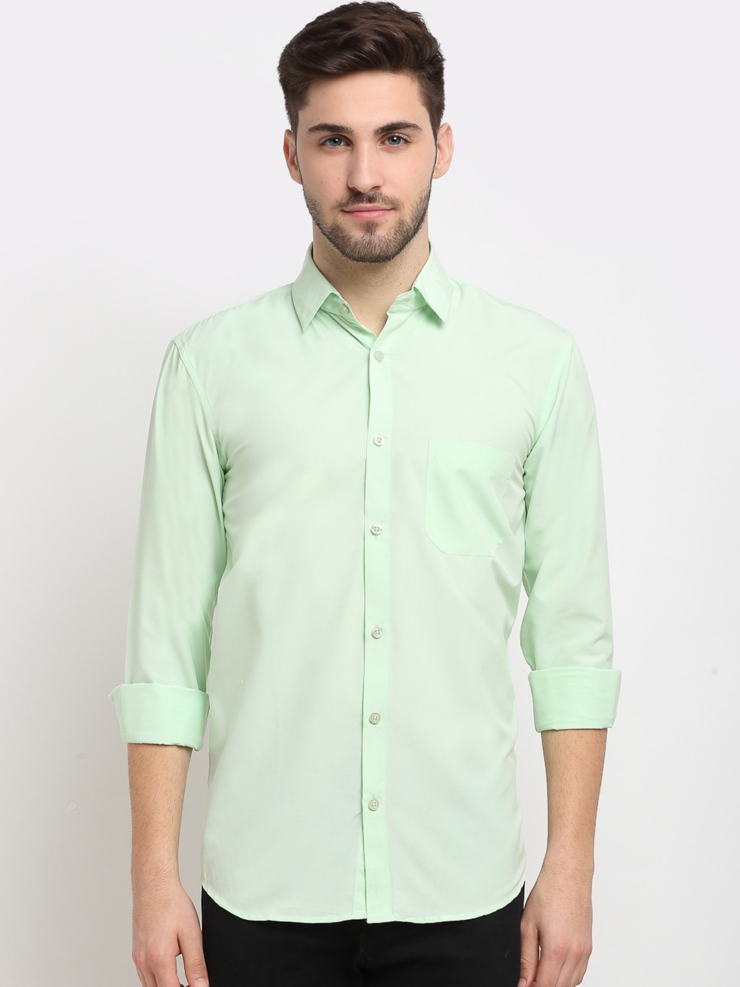 

JAINISH Men Green Opaque Pure Cotton Casual Shirt