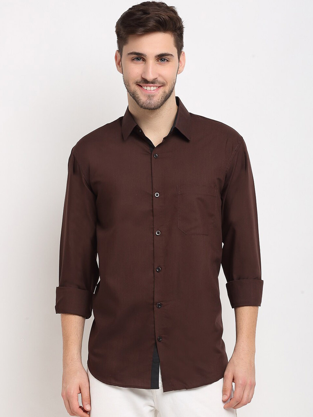 

JAINISH Men Coffee Brown Opaque Casual Shirt