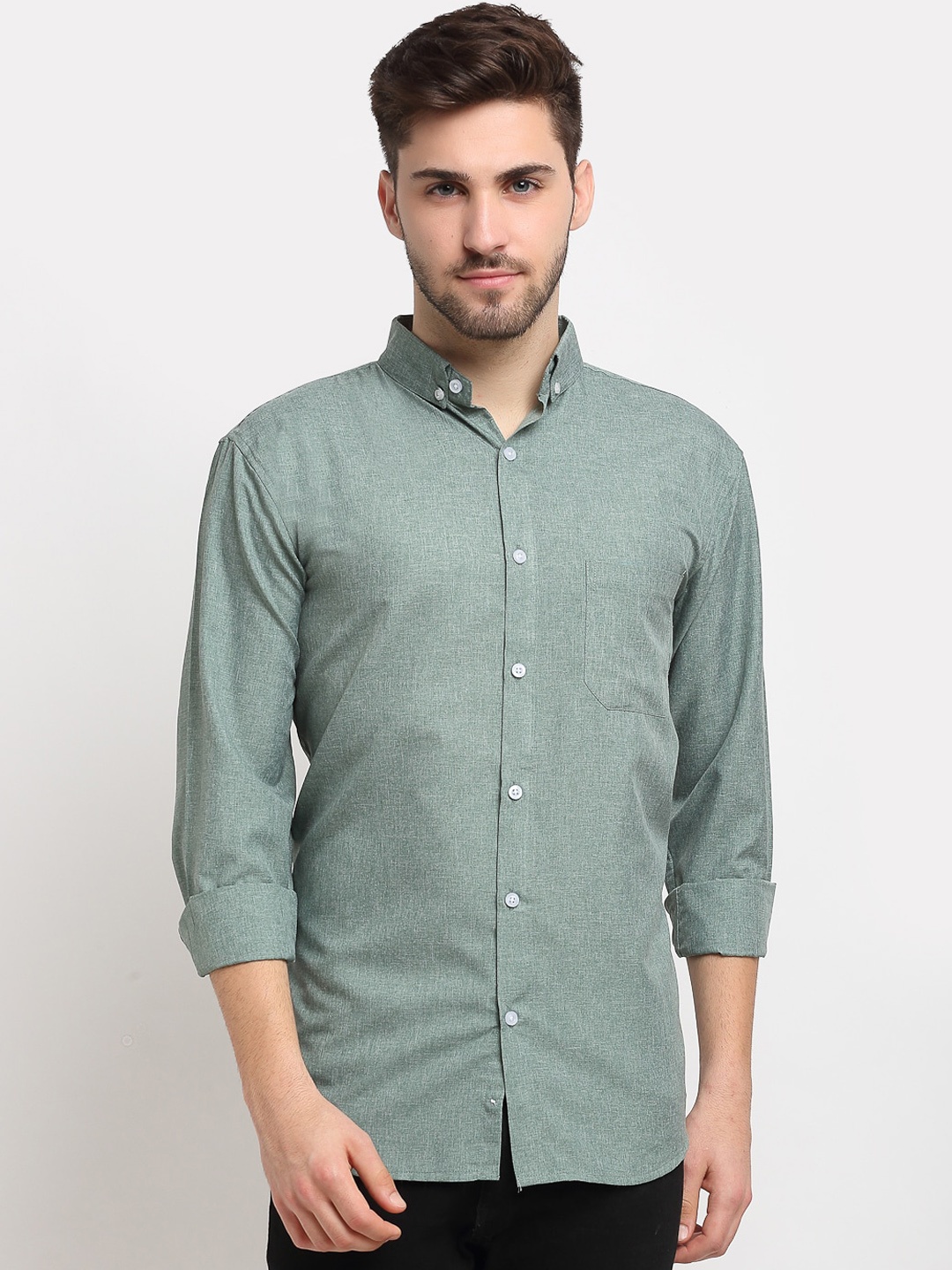 

JAINISH Men Green Opaque Casual Shirt