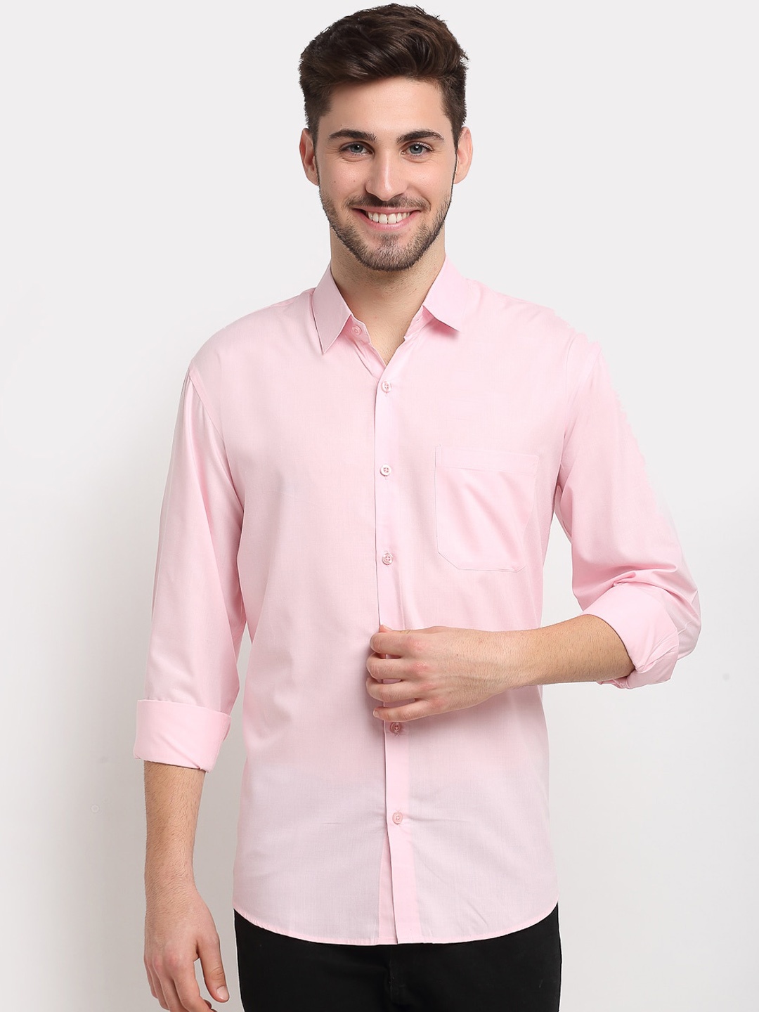 

JAINISH Men Pink Opaque Cotton Casual Shirt