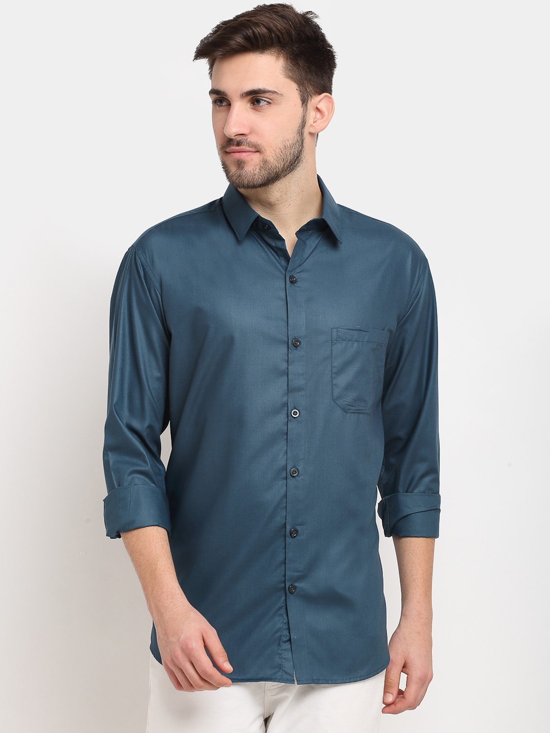 

JAINISH Men Teal Opaque Casual Shirt