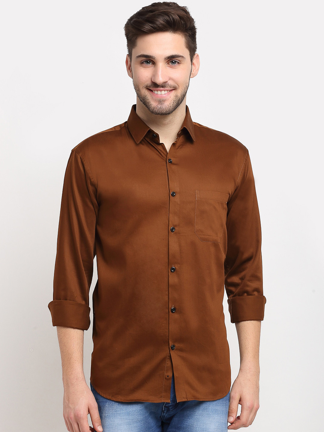 

JAINISH Men Brown Opaque Casual Shirt
