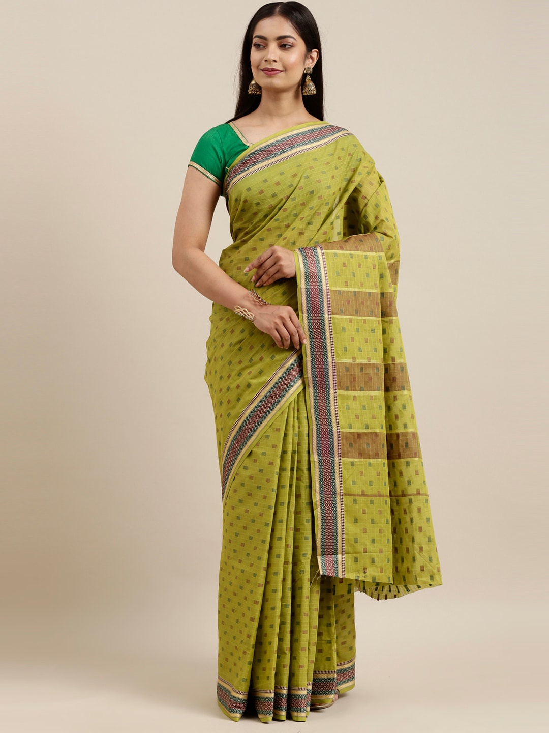 

The Chennai Silks Green & Blue Woven Design Pure Cotton Saree