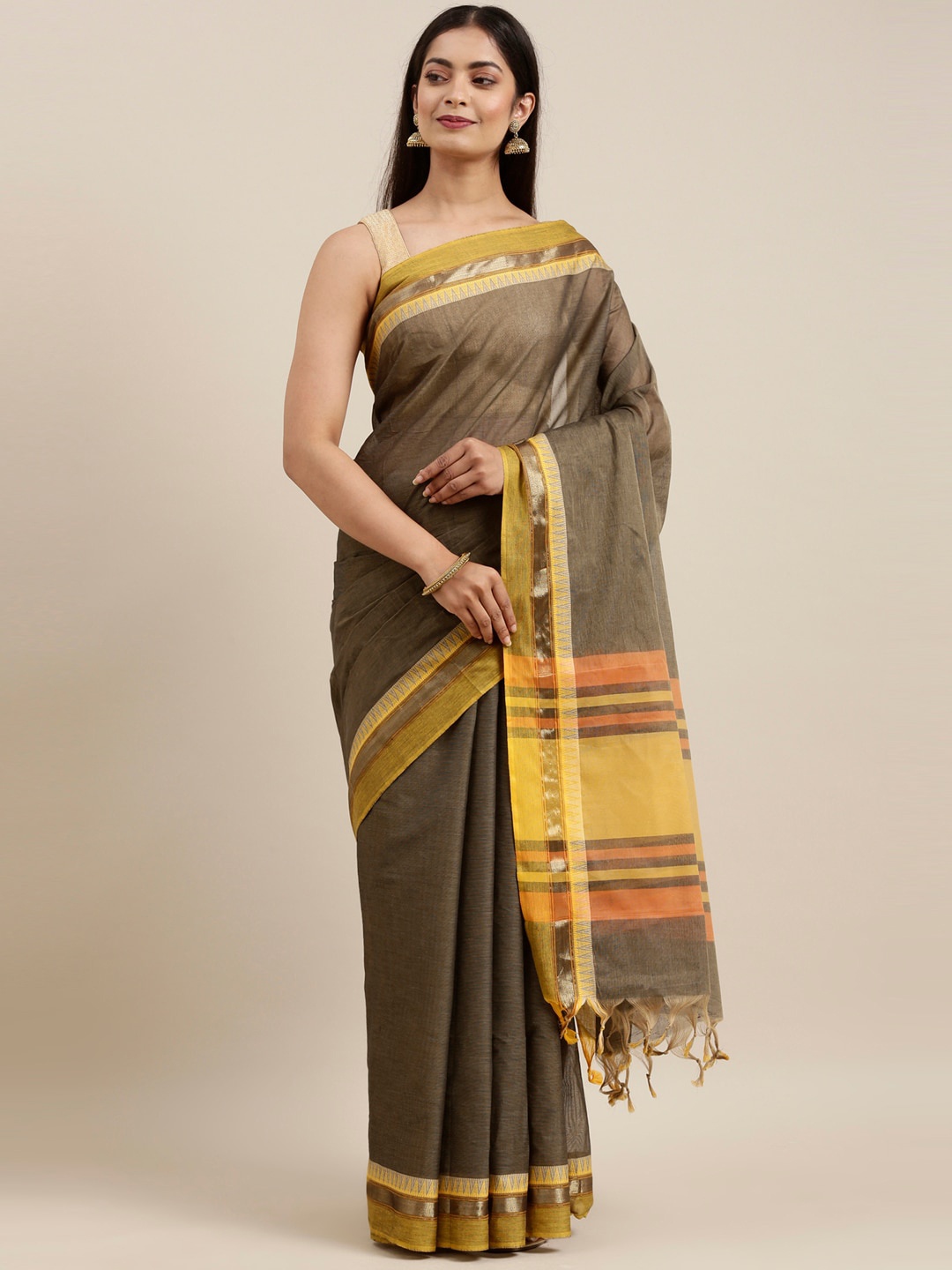 

The Chennai Silks Green & Mustard Pure Cotton Saree