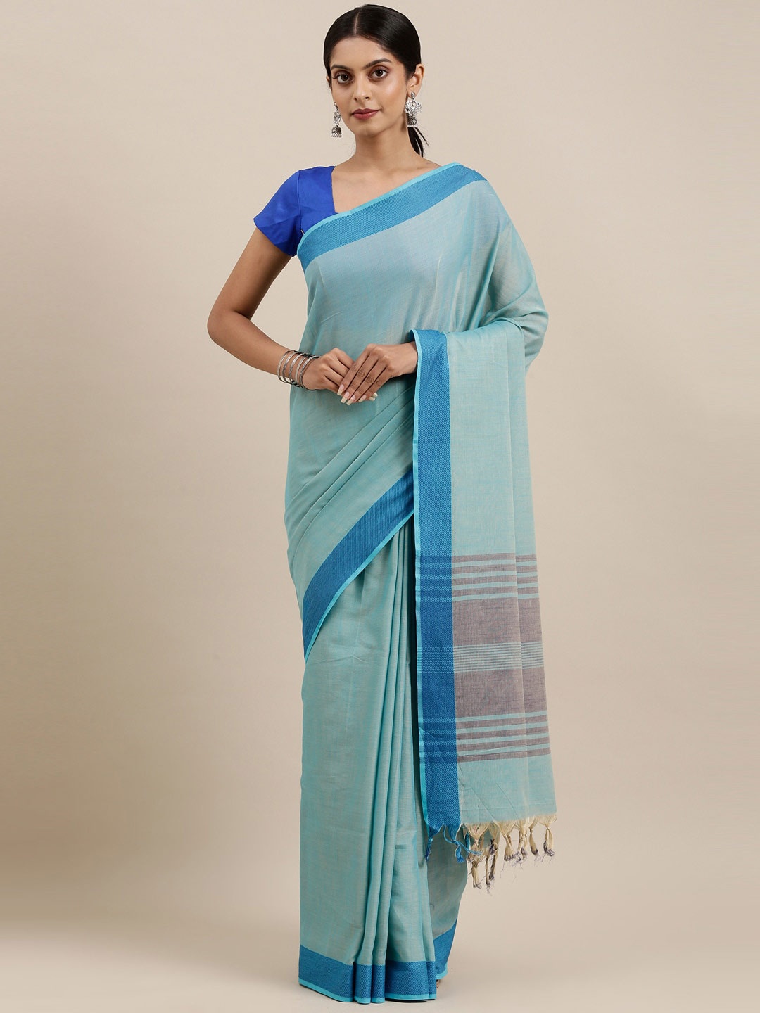 

The Chennai Silks Blue Handloom Pure Cotton Saree