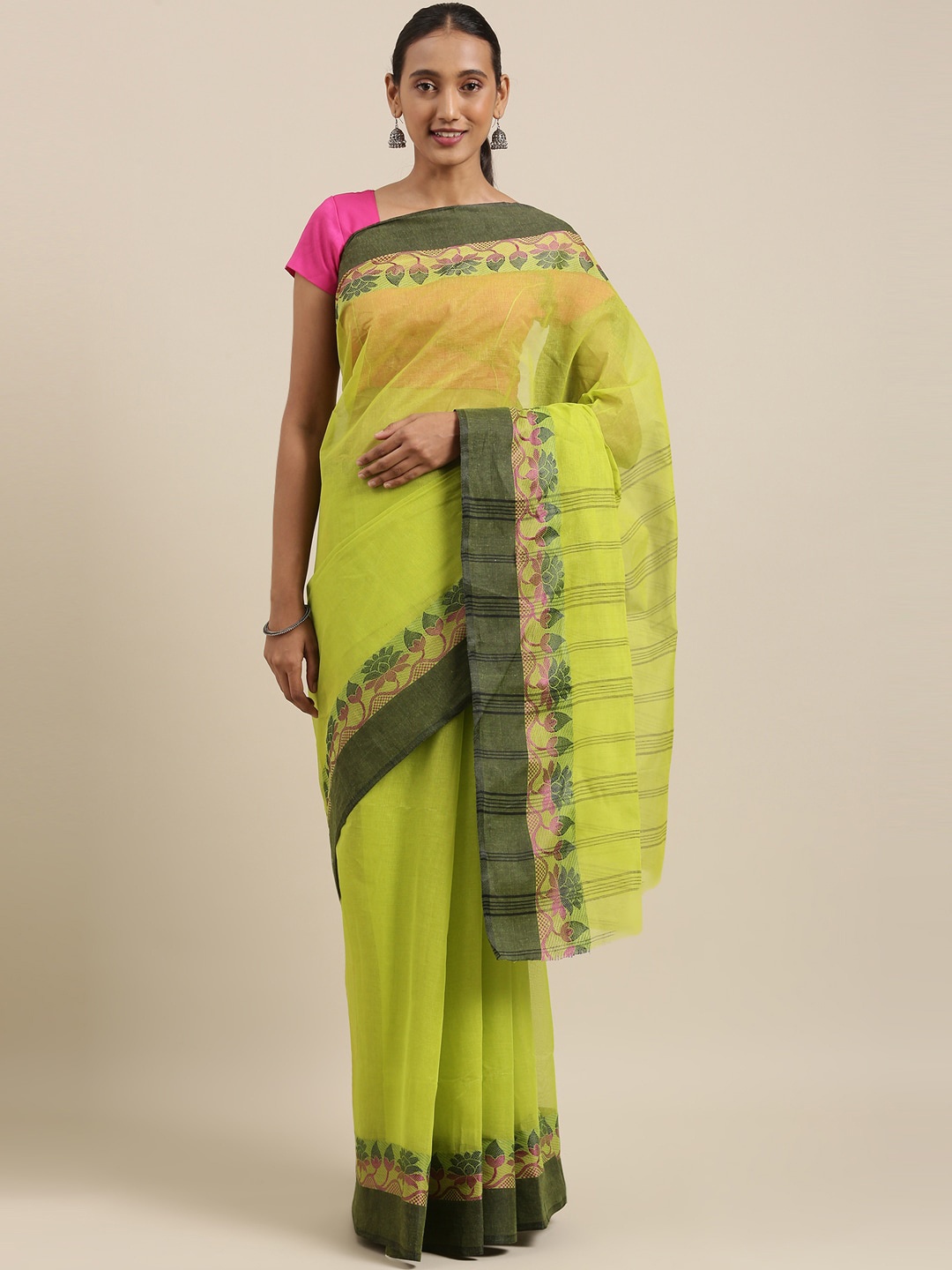 

The Chennai Silks Women Green Bengal Cotton Tant Saree