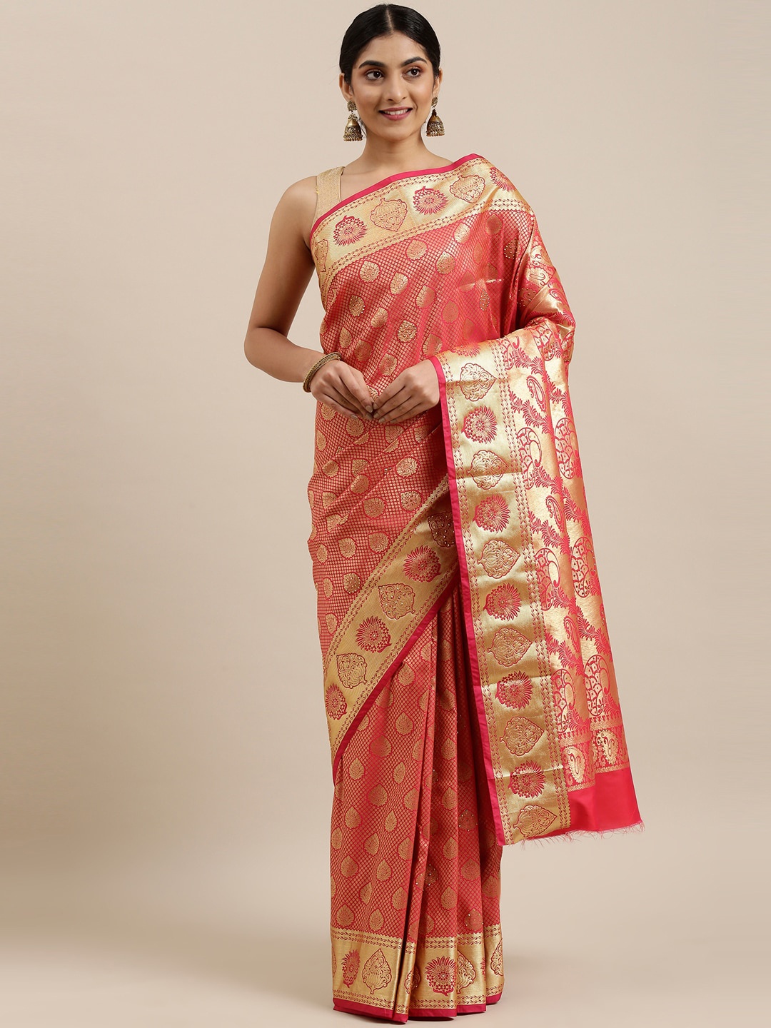 

The Chennai Silks Pink Woven Design Saree