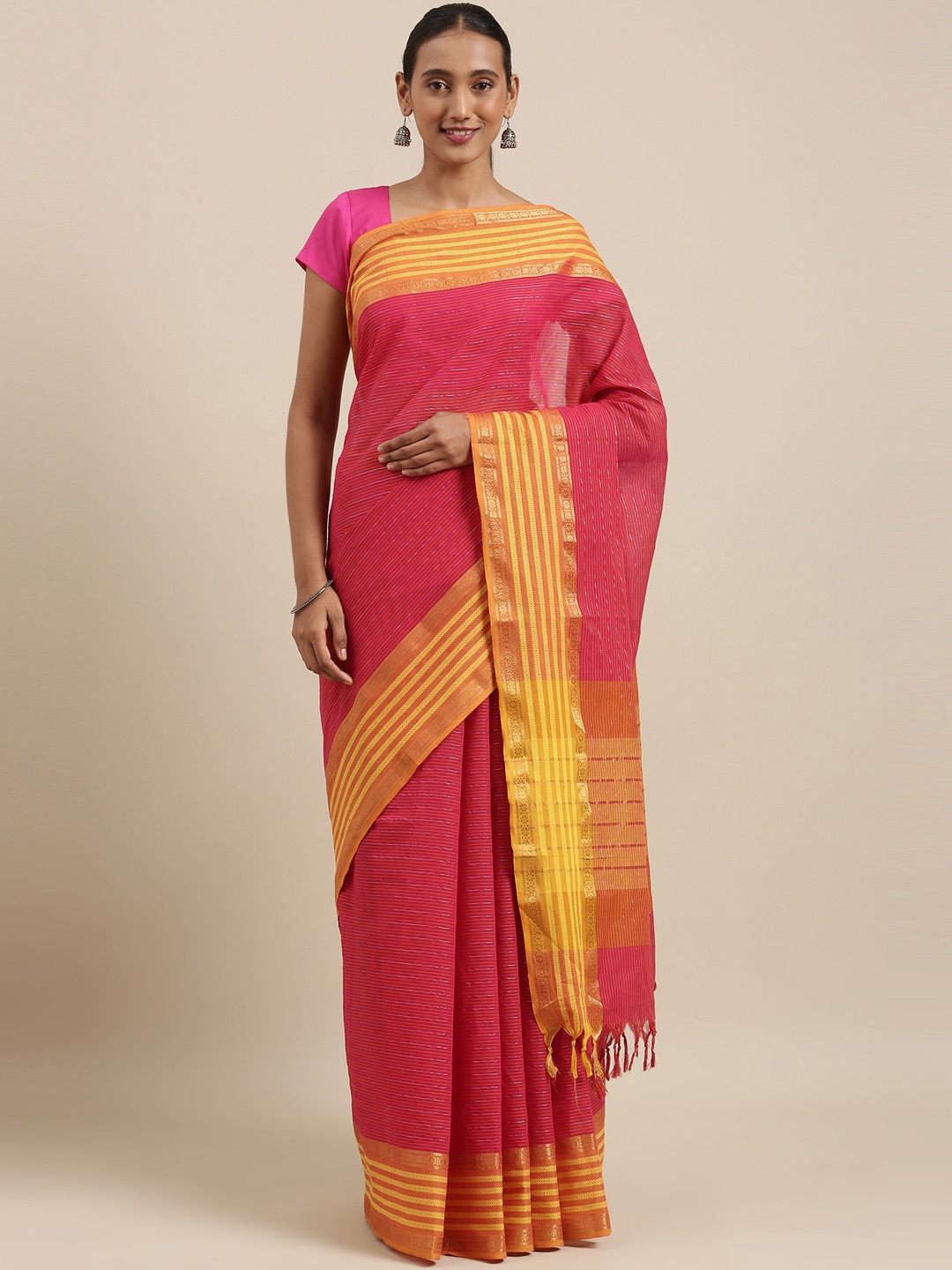 

The Chennai Silks Red Handloom Pure Cotton Saree