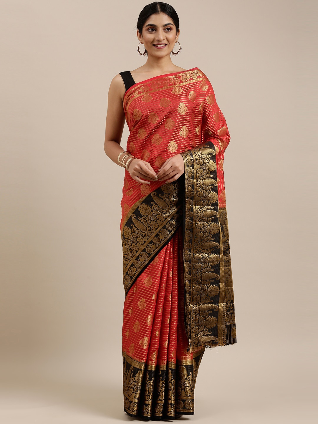 

The Chennai Silks Red & Black Floral Saree