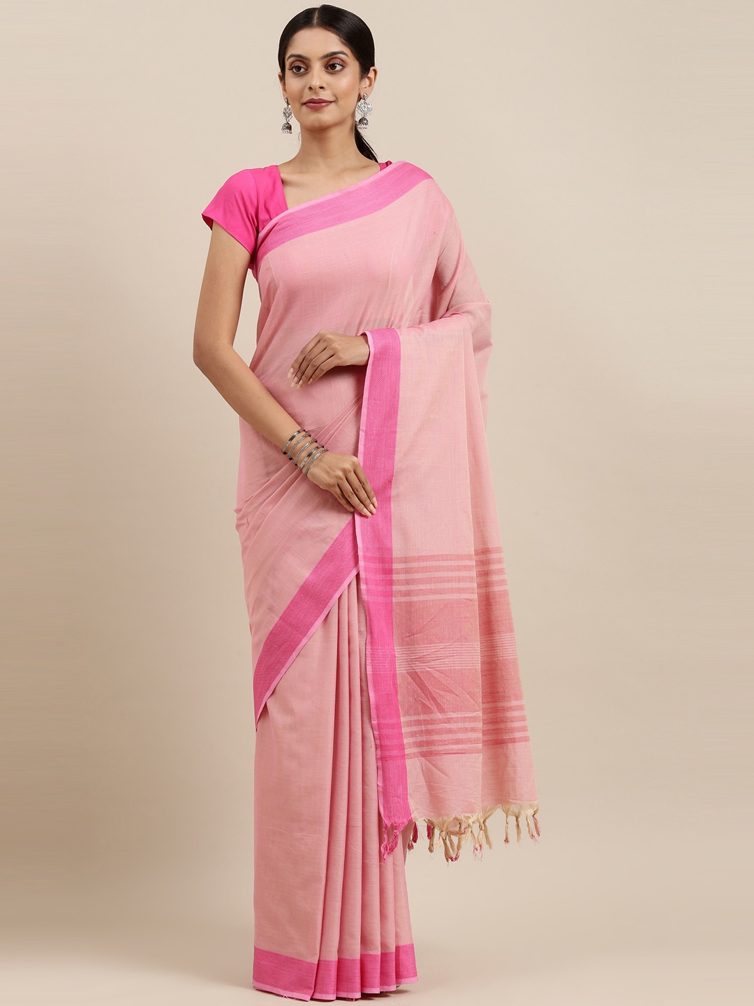 

The Chennai Silks Pink Handloom Pure Cotton Saree